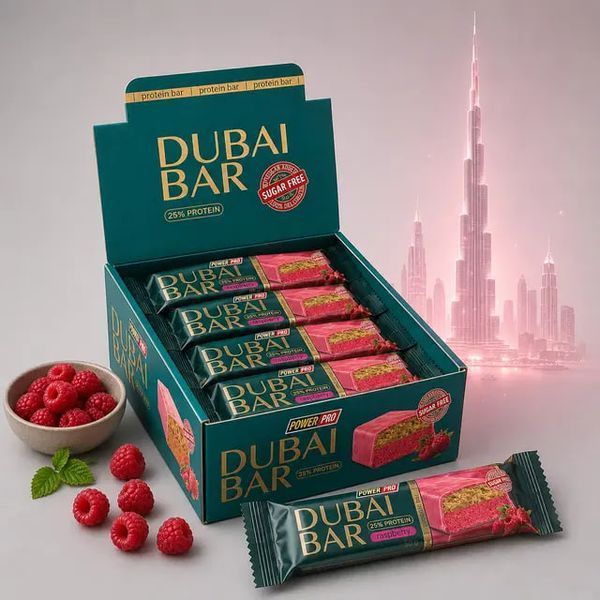 Протеїновий батончик Dubai bar 25% "Малина" (без цукру) 50 г ТМ PowerPro 1124 фото
