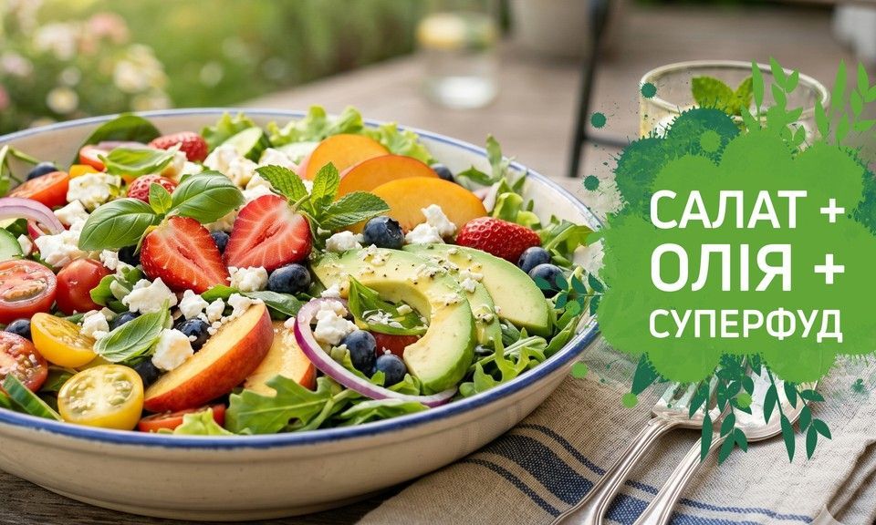 Салат + олія + суперфуд