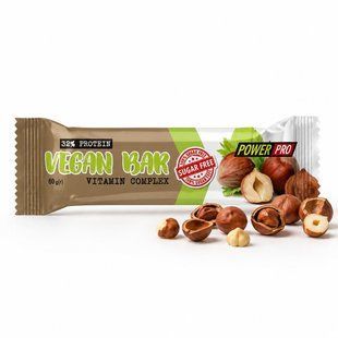 Батончик Vegan BAR 32% (без сахара) 60 г ТМ PowerPro 0963 фото