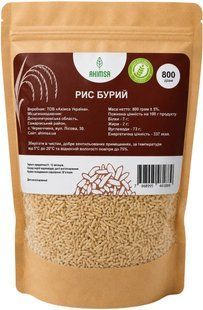 Рис бурий нешліфований без глютену 800 г TM Ahimsa 0581 фото