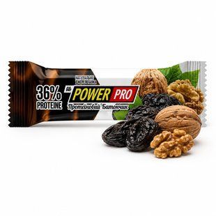 Протеиновый батончик "Чернослив и грецкий орех" 36% (без сахара) 60 г ТМ PowerPro 0967 фото