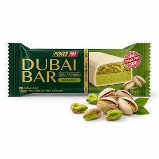 Протеиновый батончик Dubai bar 25% с фисташковой пастой (без сахара) 50 г ТМ PowerPro 0968 фото
