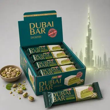 Протеиновый батончик Dubai bar 25% с фисташковой пастой (без сахара) 50 г ТМ PowerPro 0968 фото