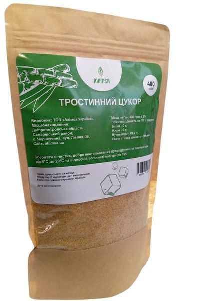 Тростниковый нерафинированный сахар 400 г TM Ahimsa 0548 фото