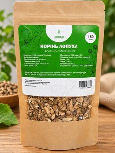 Корінь лопуха (сушений, подрібнений) 150 г TM Ahimsa 1154 фото