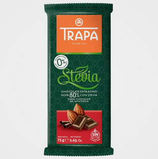 Шоколад черный 80% STEVIA 75 г ТМ TRAPA 1063 фото