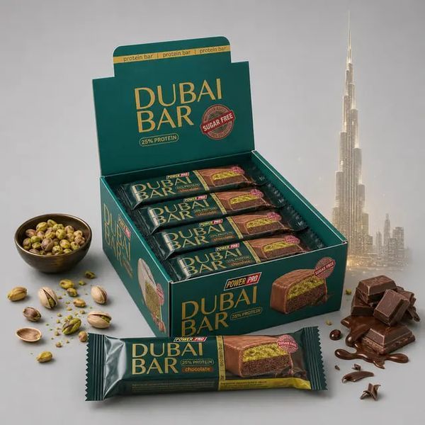 Протеїновий батончик Dubai bar 25% "Шоколад" (без цукру) 50 г ТМ PowerPro 1123 фото